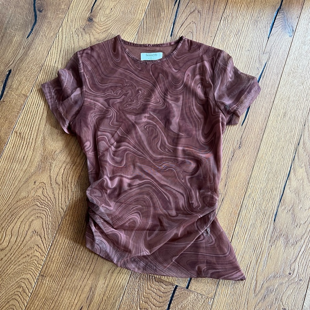 House of CB abstract print swirl marbled shirt